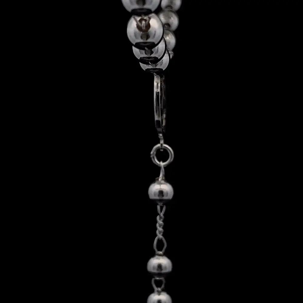 Cadena Rosario de Plata con Esferas Ensanchadas Lisas, Medalla y Cruz