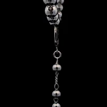 Cadena Rosario de Plata con Esferas Ensanchadas Lisas, Medalla y Cruz