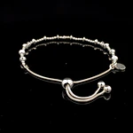Pulsera de Plata Cola de Ratón Pellet con Rombos Lisos y Corazones