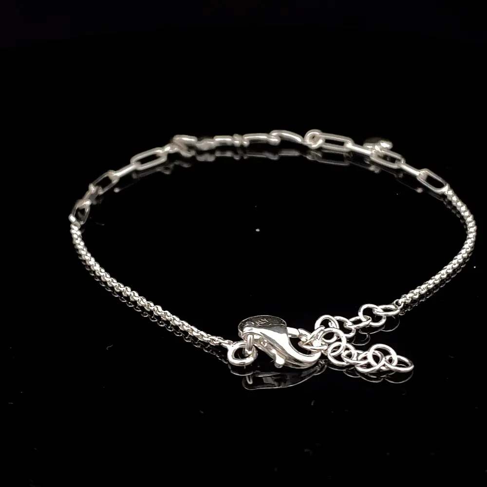 Pulsera de Plata Limada con LOVE Central y Corazón Colgante