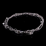 Pulsera de Plata Triple Tejido Militar con Banana, Cuerda y Veneciano con Rombo