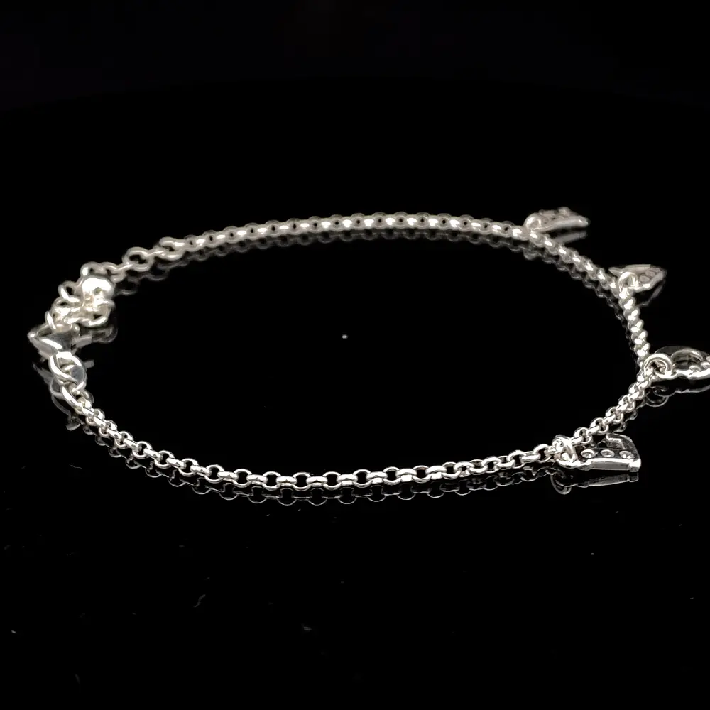 Pulsera de Plata Rolo Continua con LOVE Colgante