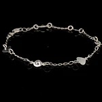 Pulsera de Plata Bilbao con Corazones y Circones Bisel Intercalados