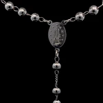 Cadena Rosario de Plata con Esferas Ensanchadas Lisas, Medalla y Cruz
