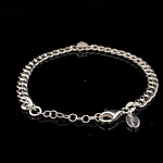Pulsera de Plata Groumet con Corazón Pequeño Central y Circones