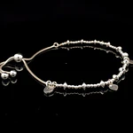 Pulsera de Plata Cola de Ratón Pellet con Rombos Lisos y Corazones