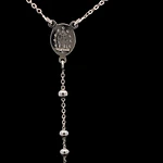 Cadena Rosario de Plata con Esferas Lisas, Medalla y Cruz