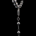 Cadena Rosario de Plata con Esferas Ensanchadas Lisas, Medalla y Cruz