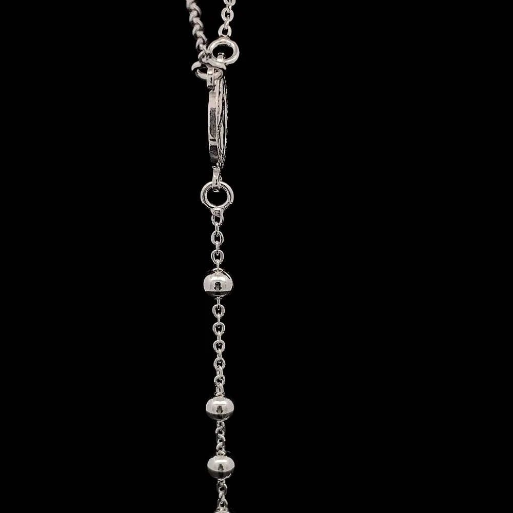 Cadena Rosario de Plata con Esferas Lisas, Medalla y Cruz