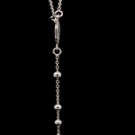 Cadena Rosario de Plata con Esferas Lisas, Medalla y Cruz