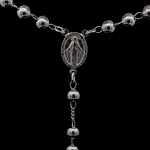 Cadena Rosario de Plata con Esferas Ensanchadas Lisas, Medalla y Cruz