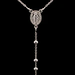 Cadena Rosario de Plata con Esferas Lisas, Medalla y Cruz