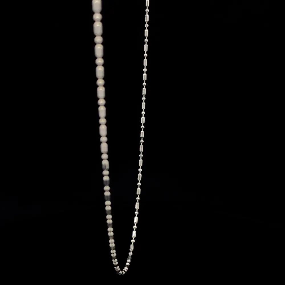 Cadena de Plata con Eslabón de Arroz y Pellet