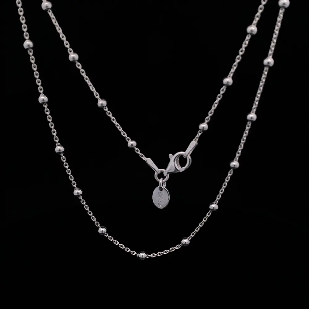Cadena de Plata Limada con Esferas Lisas