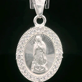 Colgante de Plata Virgen con Halo Incoloro
