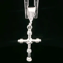 Colgante de Plata Cruz Rústica Inflada