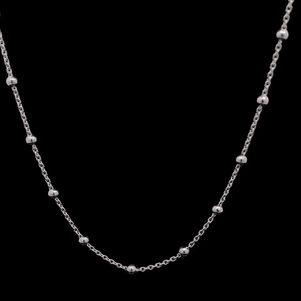 Cadena de Plata Limada con Esferas Lisas