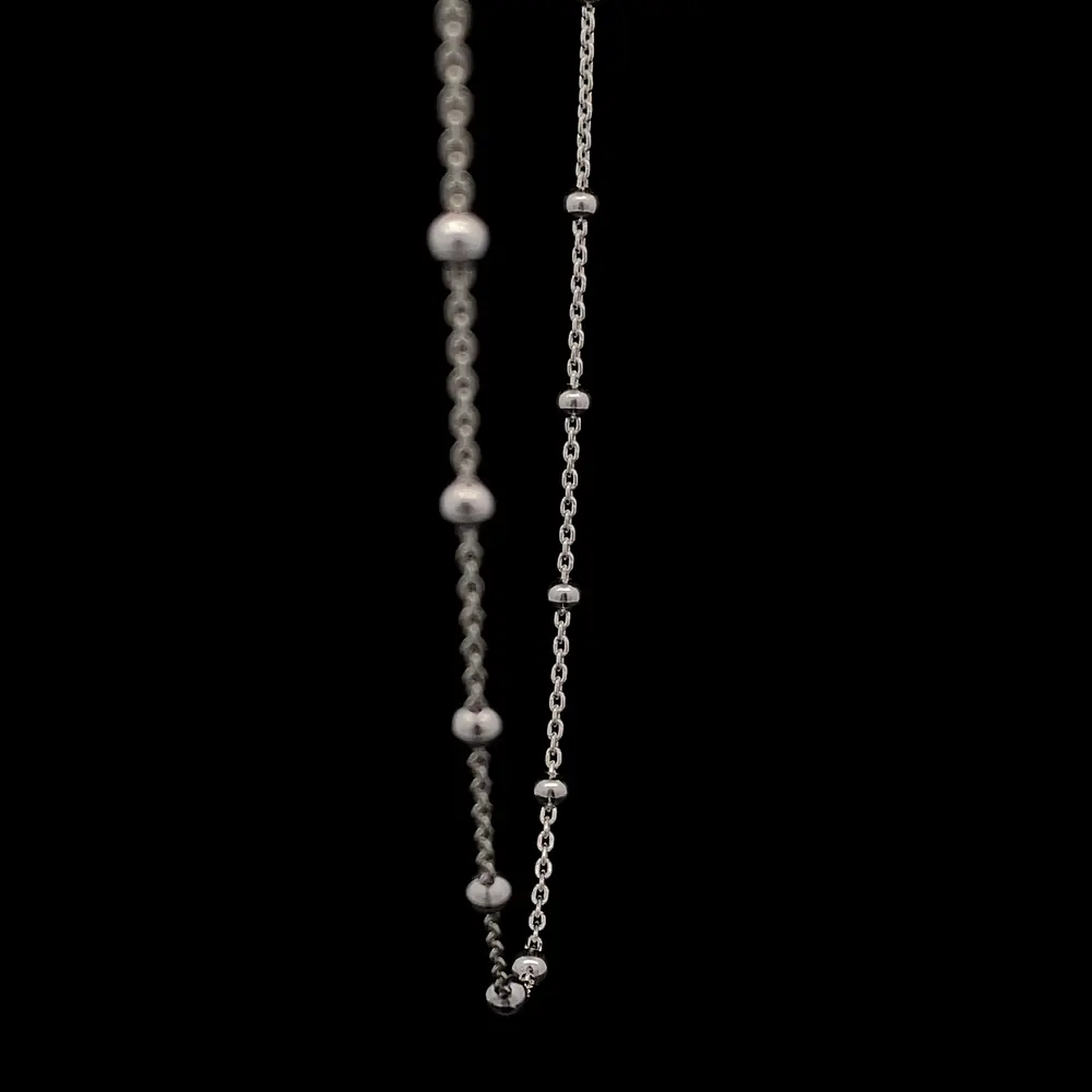 Cadena de Plata Limada con Esferas Lisas