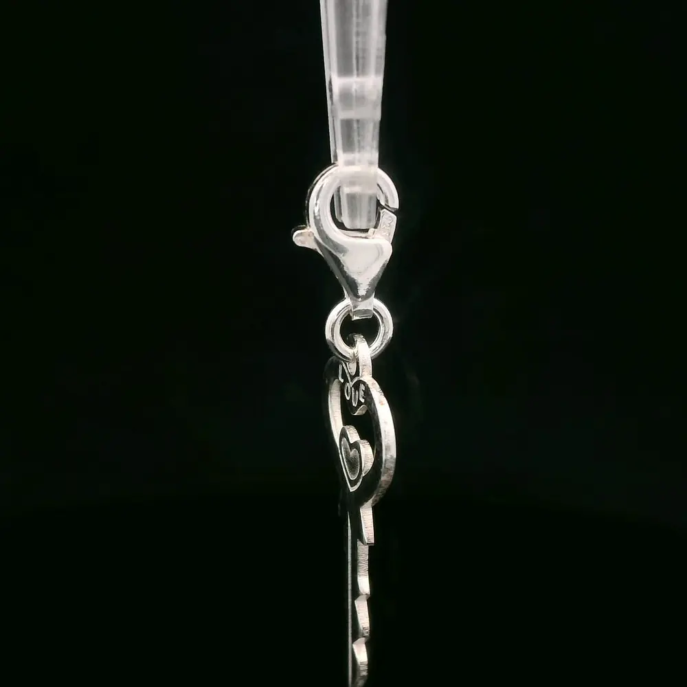 Colgante de Plata Llave con Forma de Corazón Barroco