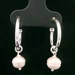 Aros de Plata Semi Argolla con Perla
