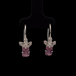Aros de Plata con Circón Cuadrado de Color