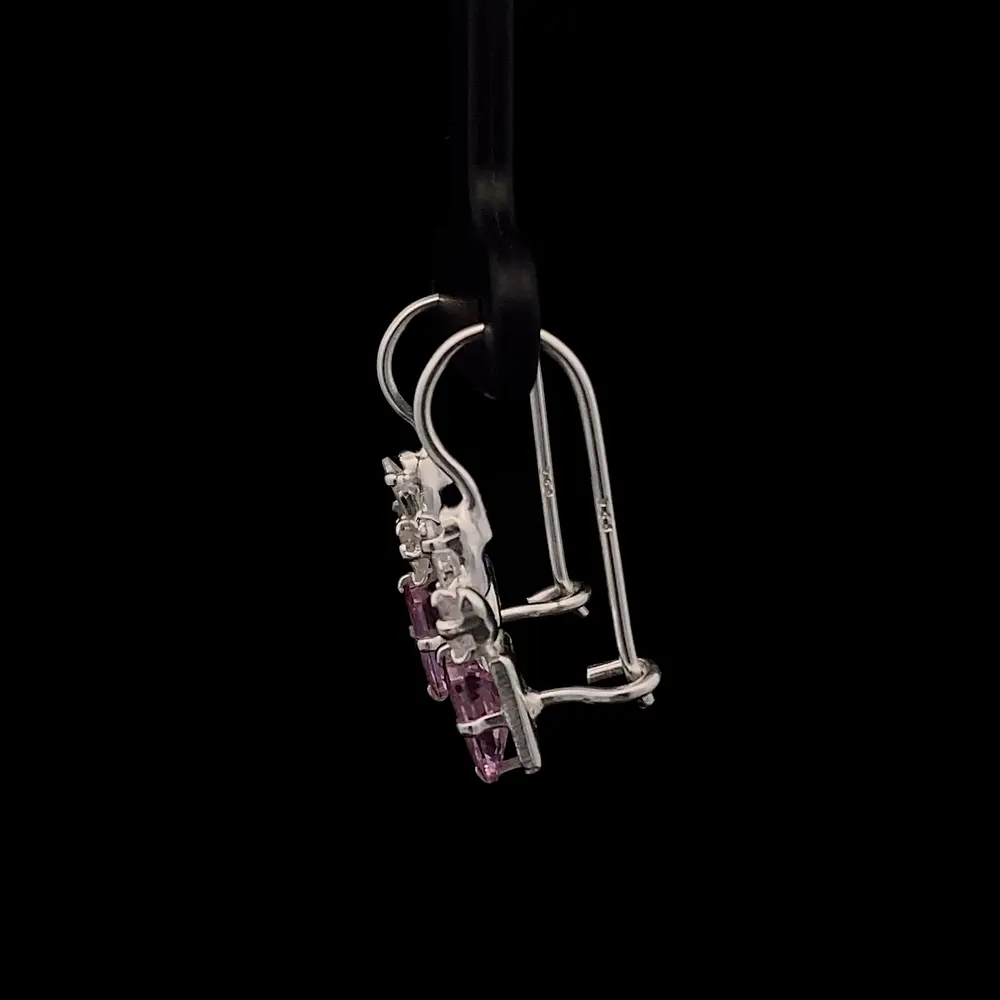 Aros de Plata con Circón Cuadrado de Color