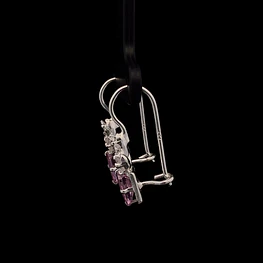 Aros de Plata con Circón Cuadrado de Color