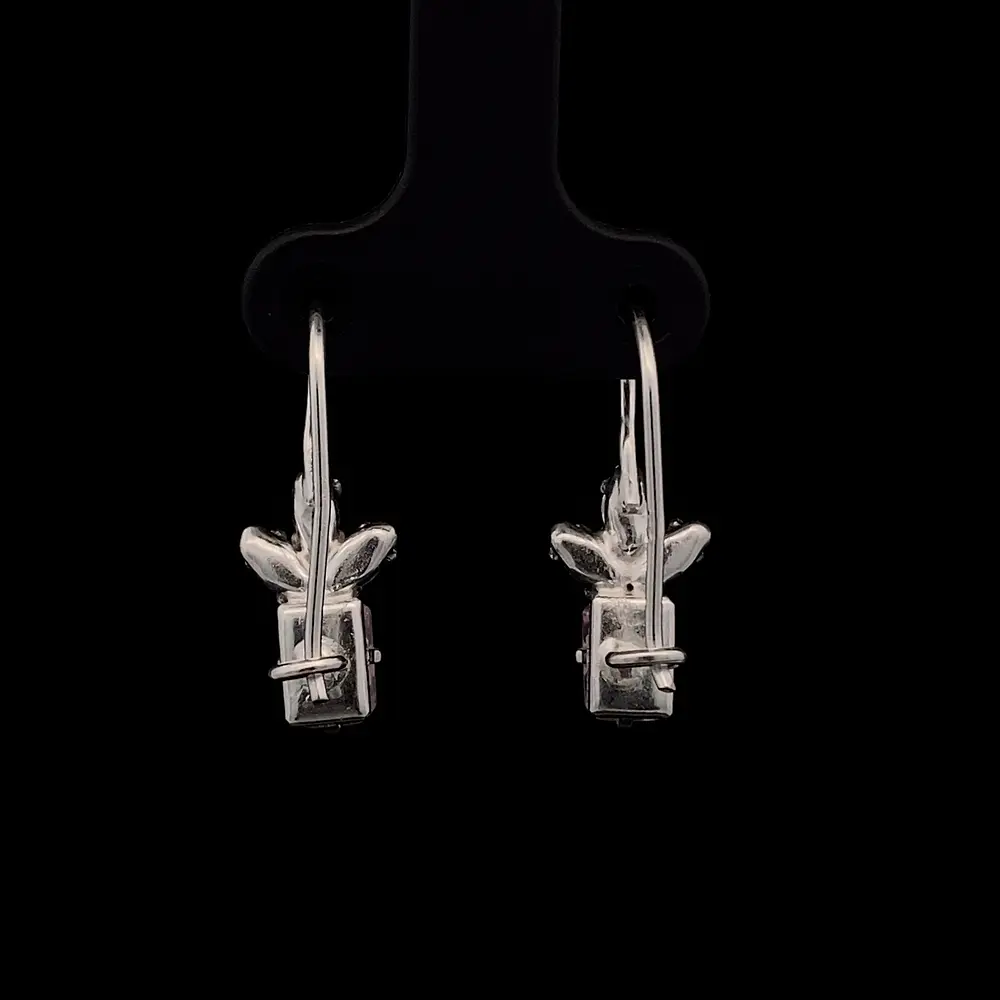Aros de Plata con Circón Cuadrado de Color