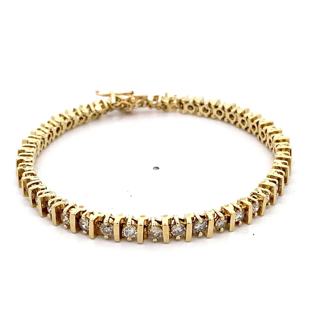Pulsera Oro 14K Articulada con Diamantes
