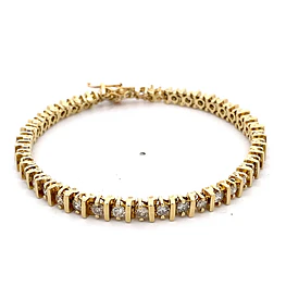 Pulsera Oro 14K Articulada con Diamantes