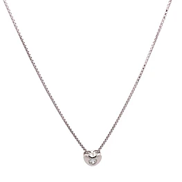 Cadena Oro Blanco 18K con Dije Corazón y Diamante