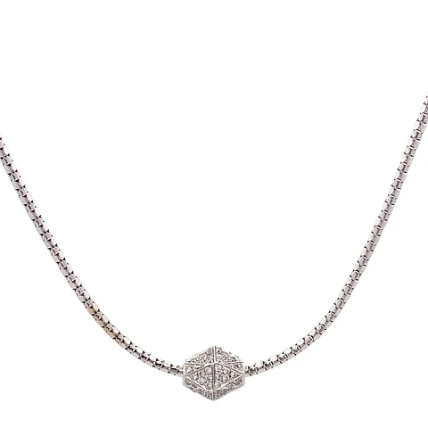 Cadena Oro Blanco 18K Popcorn con 96 Diamantes