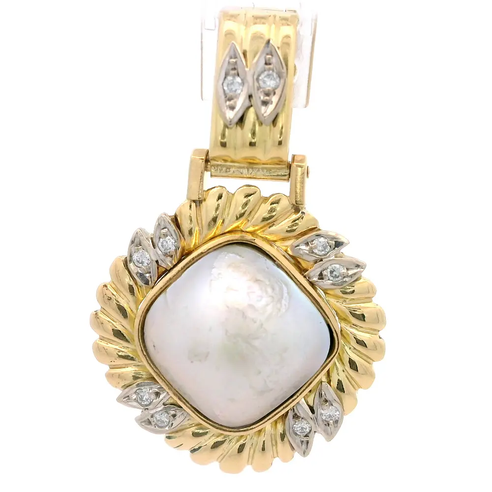 Colgante Oro 18K Rombo con Madre Perla