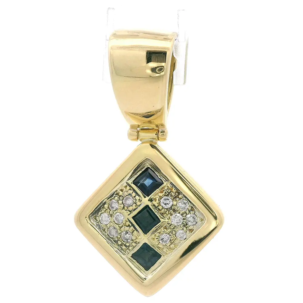 Colgante Oro 18K Rombo con Zafiros