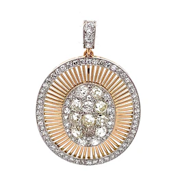Colgante Oro 14K Ovalado con Diamantes