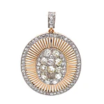 Colgante Oro 14K Ovalado con Diamantes
