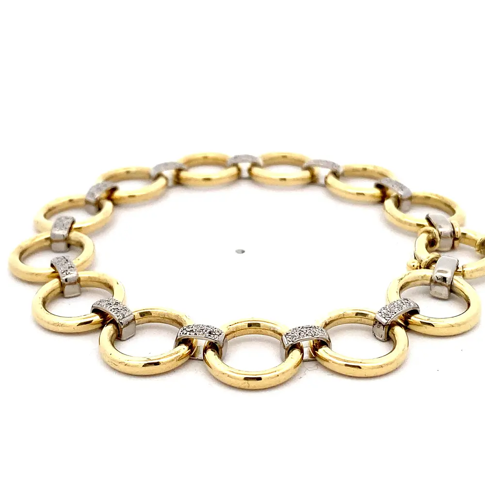 Pulsera Oro 18K Calada con Diamantes
