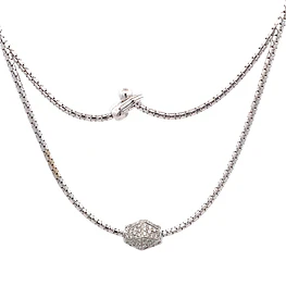 Cadena Oro Blanco 18K Popcorn con 96 Diamantes