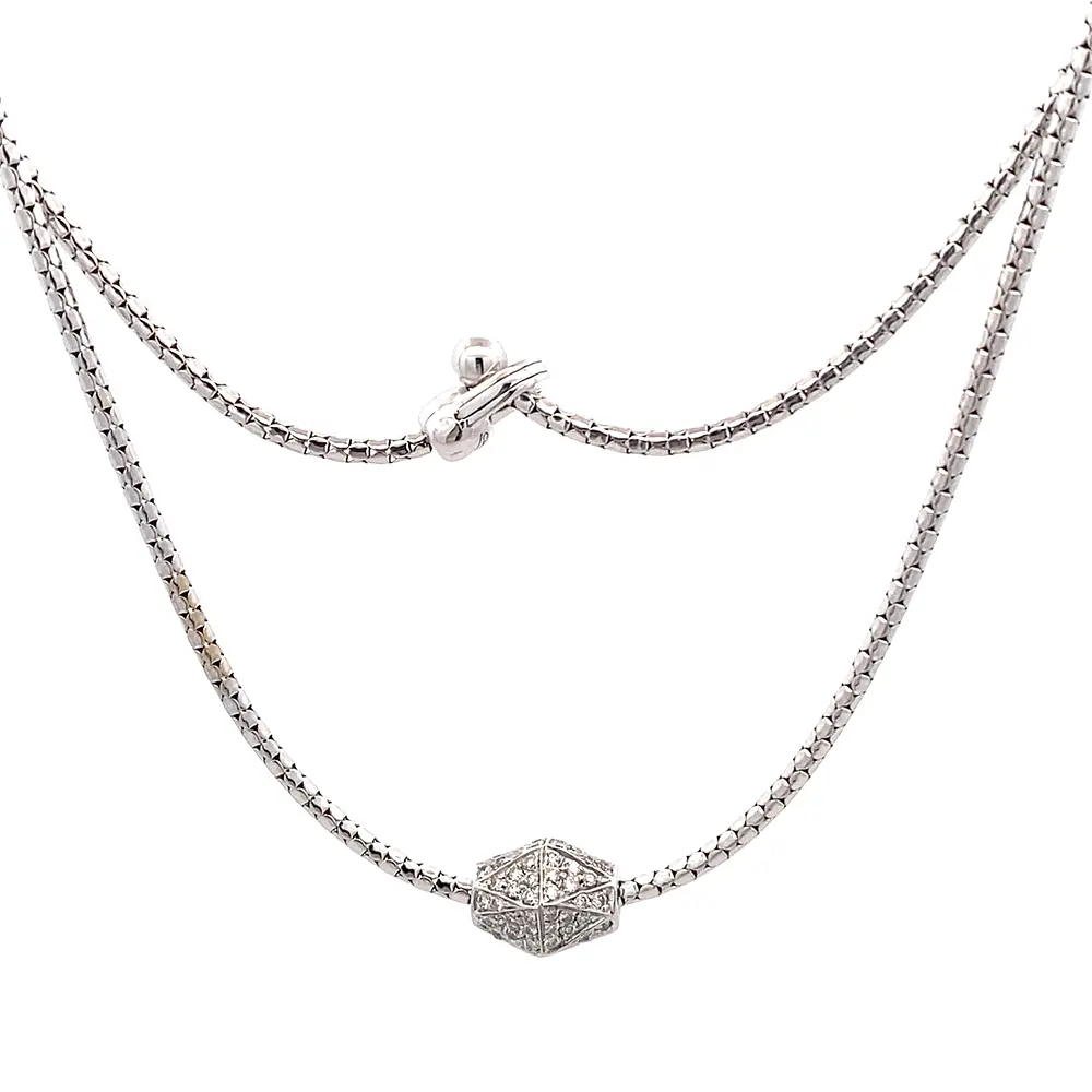 Cadena Oro Blanco 18K Popcorn con 96 Diamantes