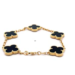 Pulsera Oro 18K con Ónix Trébol
