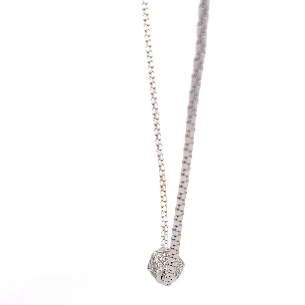 Cadena Oro Blanco 18K Popcorn con 96 Diamantes
