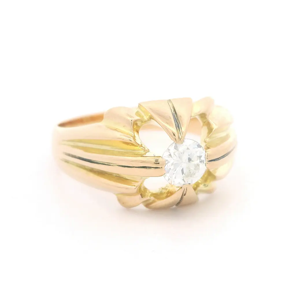 Anillo Oro 18K Bombe con Diamante