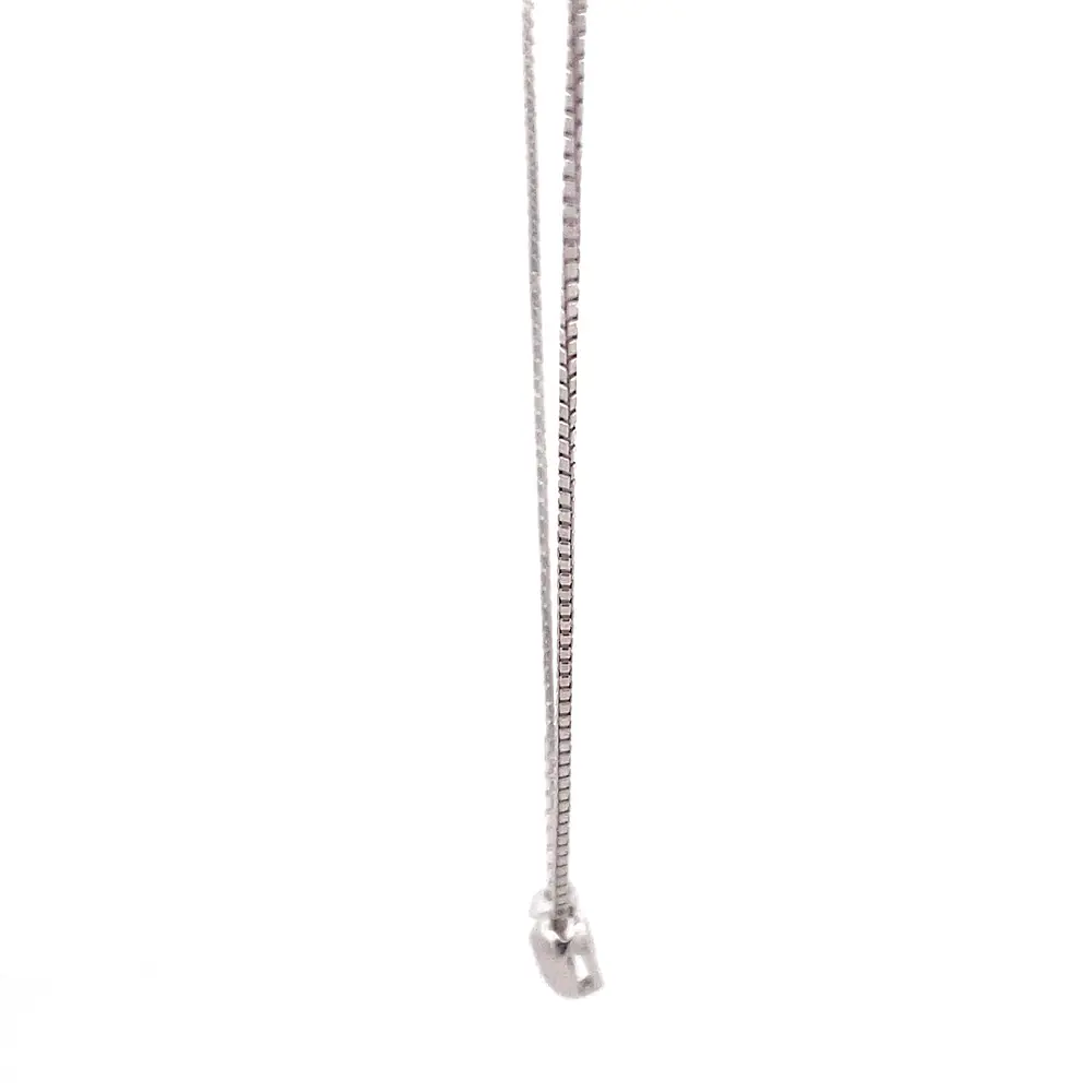 Cadena Oro Blanco 18K con Dije Corazón y Diamante