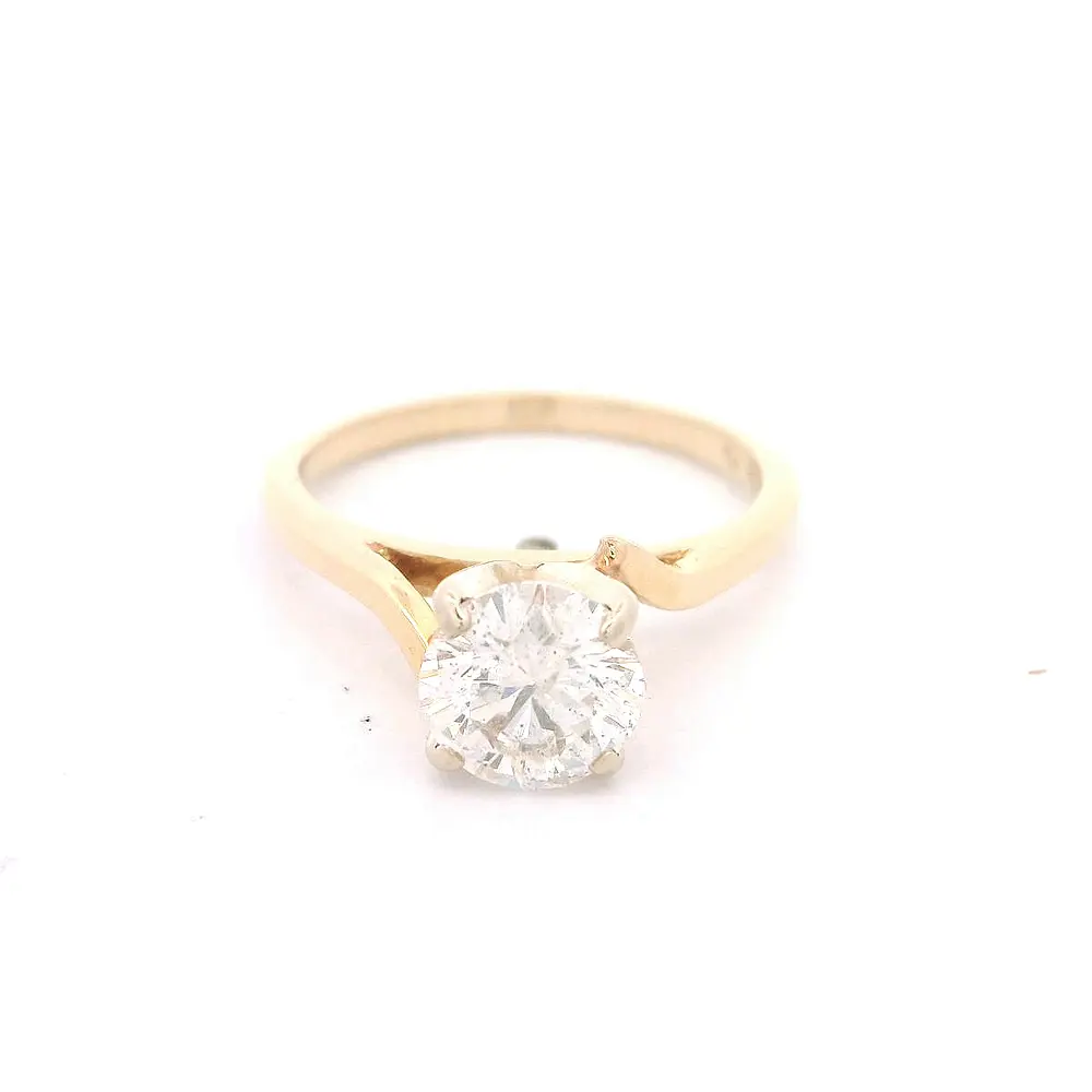 Anillo 14K Solitario Diamante Natural