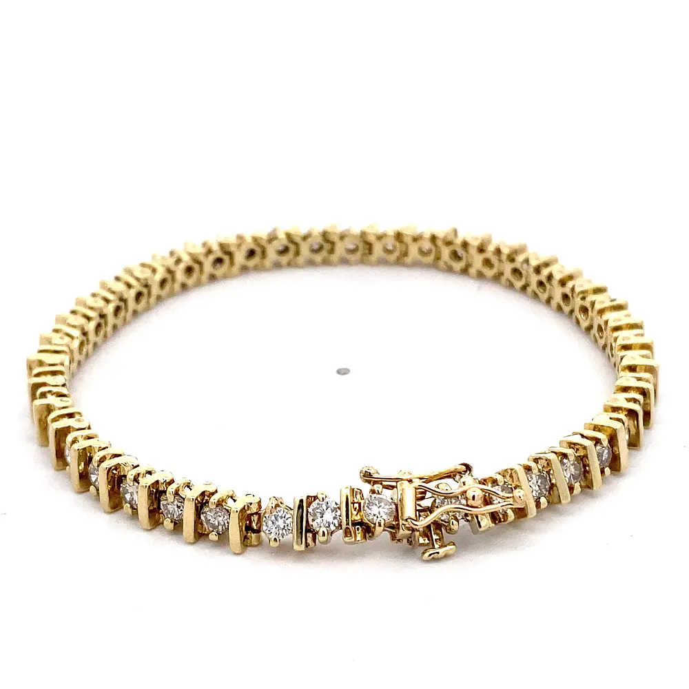Pulsera Oro 14K Articulada con Diamantes