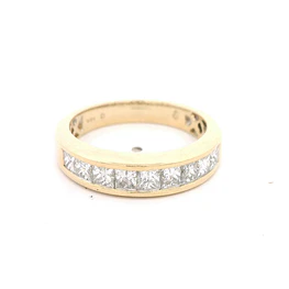 Anillo 14K Cintillo Diamantes Princesa