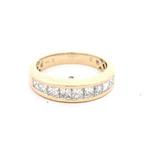 Anillo 14K Cintillo Diamantes Princesa