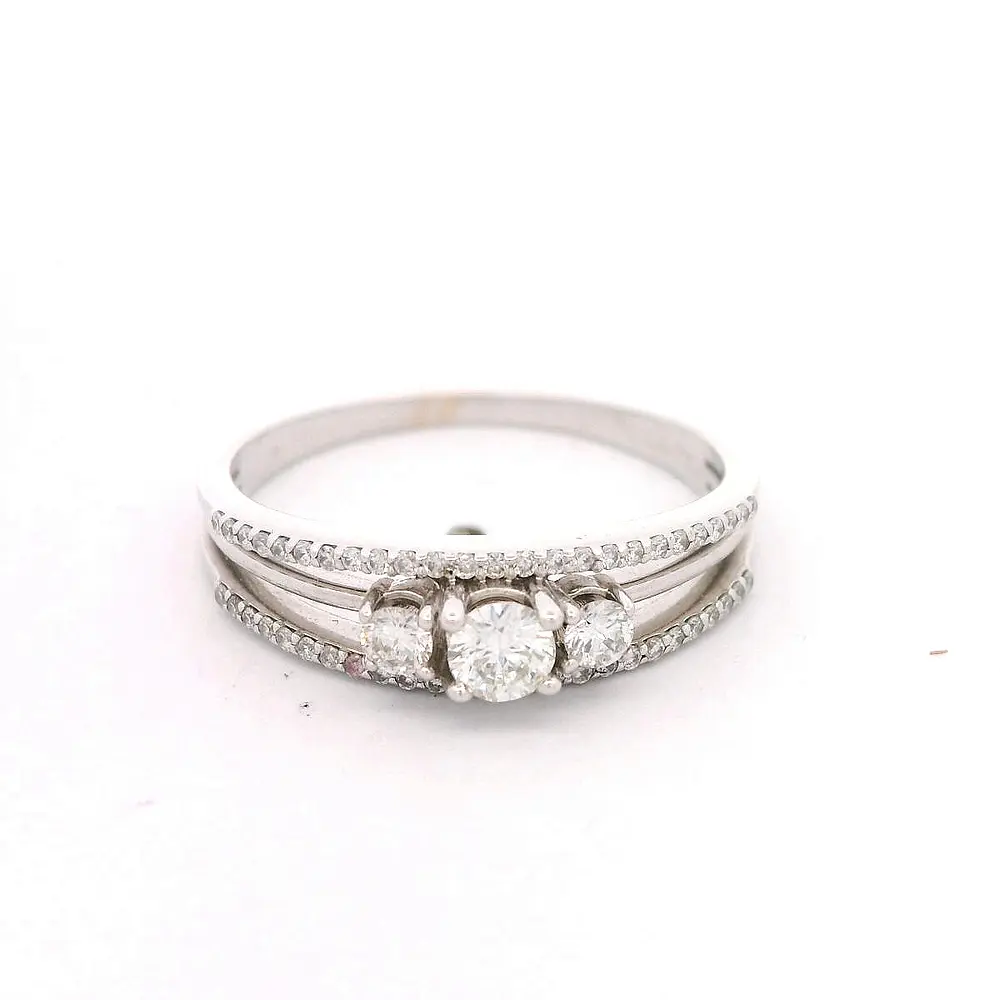 Anillo 18K Cintillo Rodinado con Diamantes