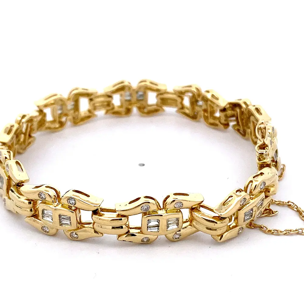 Pulsera Oro 18K Calada con Diamantes