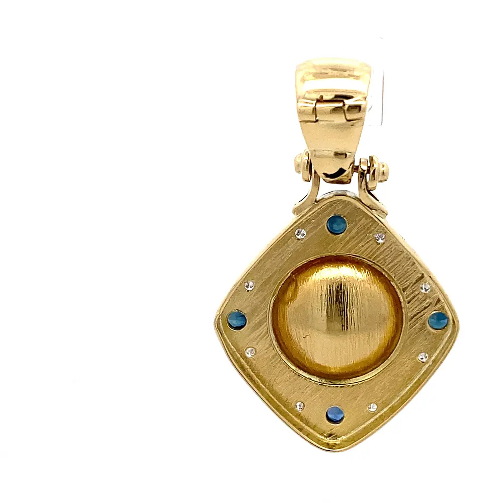 Colgante Oro 18K Rombo con Diamantes y Zafiros
